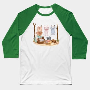 Cottagecore Mouse Doing Vintage Laundry Baseball T-Shirt